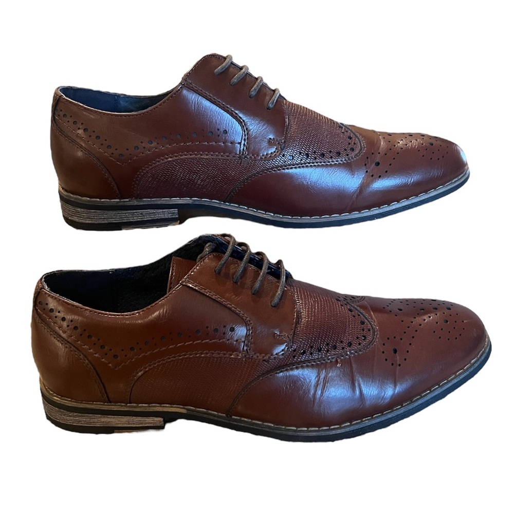 Bruno Marc Men’s Florence Brown Leather Wingtip Oxford Dress Shoes Size 9.5